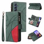 For Samsung Galaxy A16 5G Dual-color 9 Card Slots Zipper Wallet Leather Phone Case(Green)
