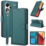 For Redmi Note 13 Pro+ 5G Global Skin Feel Pure Color Card Slots Leather Phone Case with Dual Lanyard(Green)