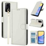 For Redmi Note 11 4G / Note 12S 4G Global Skin Feel Pure Color Card Slots Leather Phone Case with Dual Lanyard(White)