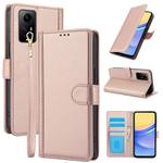 For Redmi Note 11 4G / Note 12S 4G Global Skin Feel Pure Color Card Slots Leather Phone Case with Dual Lanyard(Rose Gold)