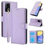 For Redmi Note 11 4G / Note 12S 4G Global Skin Feel Pure Color Card Slots Leather Phone Case with Dual Lanyard(Purple)