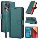 For Redmi Note 12 4G Global Skin Feel Pure Color Card Slots Leather Phone Case with Dual Lanyard(Green)