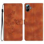 For Samsung Galaxy A07 5G Flower Butterfly Embossing Pattern Leather Phone Case(Brown)