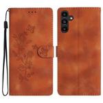 For Samsung Galaxy A17 5G Flower Butterfly Embossing Pattern Leather Phone Case(Brown)