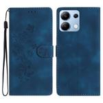 For Redmi Note 13 4G Flower Butterfly Embossing Pattern Leather Phone Case(Blue)