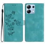 For Redmi Note 13 4G Flower Butterfly Embossing Pattern Leather Phone Case(Sky Blue)