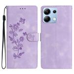 For Redmi Note 13 4G Flower Butterfly Embossing Pattern Leather Phone Case(Purple)