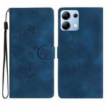 For Redmi Note 14 4G Flower Butterfly Embossing Pattern Leather Phone Case(Blue)