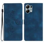 For Redmi Note 13 Pro 4G Flower Butterfly Embossing Pattern Leather Phone Case(Blue)