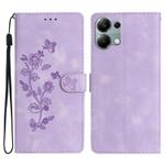 For Redmi Note 13 Pro 4G Flower Butterfly Embossing Pattern Leather Phone Case(Purple)