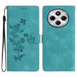 For Redmi 14C 4G Flower Butterfly Embossing Pattern Leather Phone Case(Sky Blue)