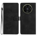 For Xiaomi Poco C61 Flower Butterfly Embossing Pattern Leather Phone Case(Black)