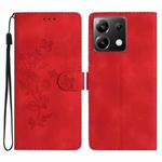 For Xiaomi Poco X6 Flower Butterfly Embossing Pattern Leather Phone Case(Red)