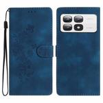 For Xiaomi 14T Pro Flower Butterfly Embossing Pattern Leather Phone Case(Blue)