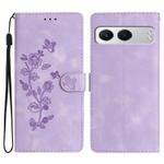 For OnePlus Nord 4 Flower Butterfly Embossing Pattern Leather Phone Case(Purple)