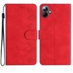 For Samsung Galaxy A07 5G Seven Butterflies Embossed Leather Phone Case(Red)