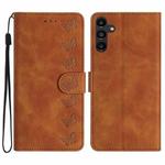 For Samsung Galaxy A17 5G Seven Butterflies Embossed Leather Phone Case(Brown)