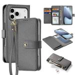 For iPhone 17 Pro Max DUX DUCIS Lawa Series 2 in 1 Wallet Zipper Detachable MagSafe Phone Case with Lanyard(Grey)