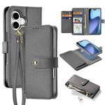 For iPhone 17 DUX DUCIS Lawa Series 2 in 1 Wallet Zipper Detachable MagSafe Phone Case with Lanyard(Grey)