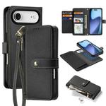 For iPhone 17 Air DUX DUCIS Lawa Series 2 in 1 Wallet Zipper Detachable MagSafe Phone Case with Lanyard(Black)