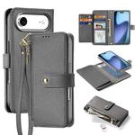 For iPhone 17 Air DUX DUCIS Lawa Series 2 in 1 Wallet Zipper Detachable MagSafe Phone Case with Lanyard(Grey)