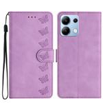 For Redmi Note 13 4G Seven Butterflies Embossed Leather Phone Case(Purple)