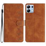 For Redmi Note 14 4G Seven Butterflies Embossed Leather Phone Case(Brown)