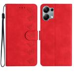 For Redmi Note 13 Pro 4G Seven Butterflies Embossed Leather Phone Case(Red)