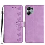 For Redmi Note 13 Pro 4G Seven Butterflies Embossed Leather Phone Case(Purple)