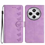 For Redmi 14C 4G Seven Butterflies Embossed Leather Phone Case(Purple)