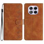 For Redmi Note 14 Pro 4G Seven Butterflies Embossed Leather Phone Case(Brown)