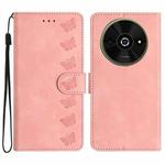 For Xiaomi Poco C61 Seven Butterflies Embossed Leather Phone Case(Pink)