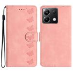 For Xiaomi Poco X6 Seven Butterflies Embossed Leather Phone Case(Pink)