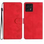 For Xiaomi 14T Seven Butterflies Embossed Leather Phone Case(Red)