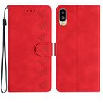 For Sharp Basio active SHG09 Seven Butterflies Embossed Leather Phone Case(Red)