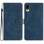 For Sharp Basio active SHG09 Seven Butterflies Embossed Leather Phone Case(Blue)