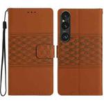 For Sony Xperia 1 VI Diamond Embossed Skin Feel Leather Phone Case(Brown)