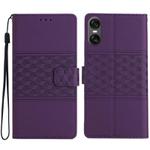 For Sony Xperia 10 VI Diamond Embossed Skin Feel Leather Phone Case(Purple)