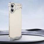 For iPhone 16 Plus Frameless Metal Corner Pad Phone Case with Lens Film(Silver)