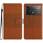 For Xiaomi Poco F6 Pro Diamond Embossed Skin Feel Leather Phone Case(Brown)