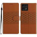 For Xiaomi 14T Diamond Embossed Skin Feel Leather Phone Case(Brown)