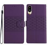 For Sharp Basio active SHG09 Diamond Embossed Skin Feel Leather Phone Case(Purple)