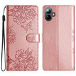 For Samsung Galaxy A06 4G Cherry Blossom Butterfly Skin Feel Embossed PU Phone Case(Rose Gold)