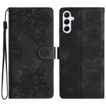 For Samsung Galaxy A17 5G Cherry Blossom Butterfly Skin Feel Embossed PU Phone Case(Black)