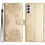 For Samsung Galaxy A17 5G Cherry Blossom Butterfly Skin Feel Embossed PU Phone Case(Gold)
