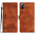 For Samsung Galaxy A07 5G Cherry Blossom Butterfly Skin Feel Embossed PU Phone Case(Brown)