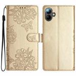 For Samsung Galaxy A07 5G Cherry Blossom Butterfly Skin Feel Embossed PU Phone Case(Gold)