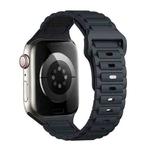 For Apple Watch Series 3 42mm Tri-beads Loop Buckle Silicone Watch Band(Midnight)