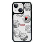 For iPhone 15 Plus Exclusive Design Style PC Full Coverage Pattern Phone Case(Silver Coin Cat)