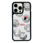 For iPhone 14 Pro Exclusive Design Style PC Full Coverage Pattern Phone Case(Silver Coin Cat)